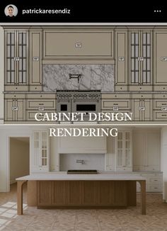 an image of a kitchen with cabinets in it and the words cabinet design rendering below