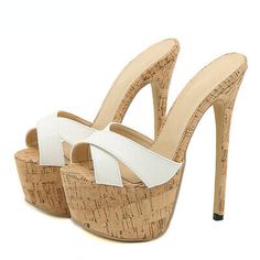 Heels Slippers, Black Peep Toe Heels, Shoes Party, Sandals Platform, High Heel Slippers, Platform Stilettos, Peep Toe Sandals, Cordial, Toe Sandals