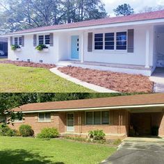 before and after photos of a home in the suburbs