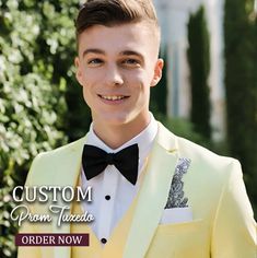 Meticulously handcrafted by our skilled artisans, this tuxedo suit showcases our commitment to impeccable craftsmanship. Yellow Tailored Suit For Semi-formal Occasions, Elegant Yellow Blazer For Semi-formal Occasions, Elegant Yellow Suits With Notch Lapel, Yellow Notch Lapel Elegant Suit, Elegant Yellow Notch Lapel Suits, Fitted Elegant Yellow Blazer, Yellow Fitted Elegant Blazer, Yellow Fitted Blazer For Semi-formal Occasions, Formal Yellow Suits With Notch Lapel