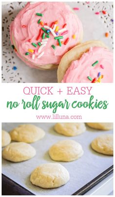 quick and easy no - roll sugar cookies with sprinkles are the perfect treat