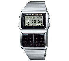 Add throwback style to any look with this men's stainless steel vintage calculator watch. Equipped with tons of features, it's as functional as it is cool. From Casio. Silver Watch Men, Casio Databank, Vintage Silver Watch, Nursing Watch, Casio Watch Women, Square Watches, Casio Vintage Watch, Casio Quartz, Casio Digital