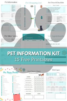 the pet information kit is full of printable items