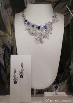 Luxury Sapphire And Diamond Necklace In Silver, Luxury Sapphire Color Diamond Cut Necklace, Luxury Sapphire Necklace With Diamond, Luxury Blue Gemstone Diamond Necklace, Chaumet Jewelry Set, Luxury Blue Diamond-cut Necklace, Jewelry Necklace Simple, Diamond Pendants Designs, Big Jewelry