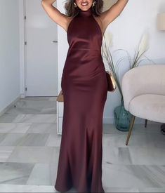 #ad Top Seller for ZARA : Wine Long Satin Halter Dress : 8739/331 : UK Buyers_Get It Faster!!, Fashion Dresses Maxi Satin Dress, Zara Long Dress, Zara Satin Dress, Satin Halter Dress, Zara Woman Dress, Dress Picture, Top Seller, Satin Dress, Zara Women