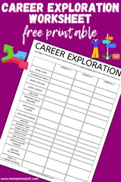 a printable career exploration worksheet with the words free printable career