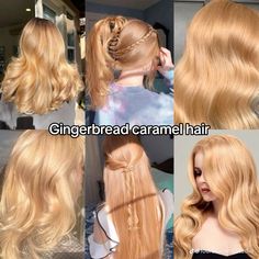 Gingerbread Caramel Hair, Gingerbread Caramel, Caramel Blonde Hair, Strawberry Blonde Hair Color, Hair Color Caramel, Caramel Hair, Strawberry Blonde Hair, Blonde Hair Inspiration