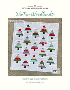 a quilted christmas tree pattern with the words winter woollandss written on it