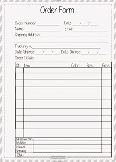 an order form with the words order form and numbers in white on grey stripes background