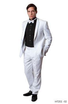 Bryan Michaels Men's 2pc Tuxedo - Satin Notch Lapel
2 Button Jacket
Single Breasted
2 Jacket Pockets
Flat Front Pants
Pant Satin Side Trim
Poly/Rayon
Dry Clean Only
Imported
All sizes displayed are jacket sizes. All suits come with pants lined to the knee. All pant sizes will be 6 inches smaller then the jacket size. For example a 42 jacket will come with a 36 waist pant. All pants will be unhemmed at the bottom. White Prom Suit, Tuxedo With Tails, Suit Stores, Prom Tuxedo, Slim Fit Tuxedo, White Tuxedo, Prom Suits, Flat Front Pants, Black Tuxedo