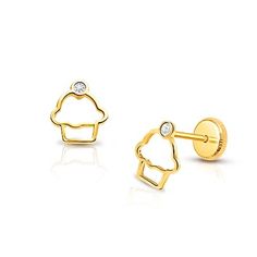 14K Gold Earrings for Children & Babies | TinyBlessings.com Playful Gold Earrings For Gift, Playful Gold Earrings As A Gift, 14k Yellow Gold Earrings For Birthday, Playful Gold Earrings For Party, Gold Earrings For Birthday, Sweet Gold Earrings For Gift, Perfect Gift For Her, Gold Earrings, Screw