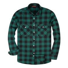 This men's long sleeve buffalo shirt is the most popular style during winter.Male regular fit.Soft and comfortable for wear.Daily casual style. Size: M.  Color: Green.  Age Group: adult.  Pattern: plaid. Casual Plaid Shirt, Buffalo Shirt, Buffalo Plaid Shirt, Red Plaid Flannel, Mens Flannel Shirt, Long Sleeve Flannel, Cotton Long Sleeve Shirt, Long Sleeve Plaid, Plaid Flannel Shirt