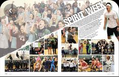 a collage of photos from the spirit week event with images of students and staff