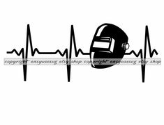 a black and white heartbeat with a car