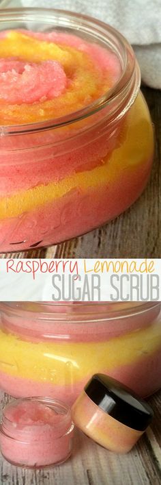 Raspberry Lemonade Sugar Scrub and Easy Lip Scrub Easy Lip Scrub, Honey Lip Scrub, Diy Scrubs, Soap Scrub, Scrub Diy, Lip Scrub Homemade, Lip Scrub Diy, Homemade Scrub, Sugar Scrub Recipe