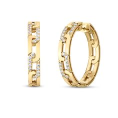 18K Gold Navarra Diamond Chain Link Hoop Earrings Roberto Coin Jewelry, Roberto Coin, Diamond Chain, Primary Color, Chain Link, 18k Gold, Jewelry Accessories, Coin, Hoop Earrings