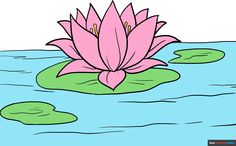 a pink flower sitting on top of a green lily pad