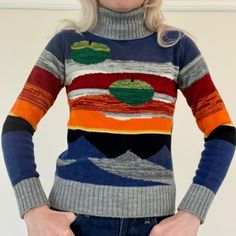 Vintage 80s Rainbow Eclipse Striped Shirt Top Sweater Pullover Knit Fun Colorful 1980s 70s Hippie Groovy Fun Rare Pop Art Blouse Shirt - Etsy Multicolor Graphic Print Sweater For Winter, Winter Multicolor Graphic Print Sweater, Fitted Multicolor Long Sleeve Sweater, Retro Long Sleeve Sweater With Graphic Print, Multicolor Graphic Print Sweater For Fall, Retro Long Sleeve Acrylic Sweater, Retro Graphic Print Sweater For Fall, Multicolor Graphic Print Knit Sweater, Multicolor Knit Sweater With Graphic Print