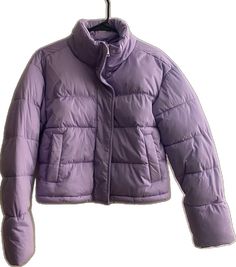 Purple Winter Outerwear, Purple Outerwear For Cold Weather In Spring, Casual Purple Puffer Jacket, Casual Purple Outerwear For Cold Weather, Trendy Purple Outerwear, Purple Puffer Jacket For Winter, Purple Puffer Jacket For Fall, Casual Purple Puffer Jacket For Fall, Casual Purple Puffer Jacket With Long Sleeves