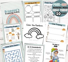 printable worksheets for the rainbow theme