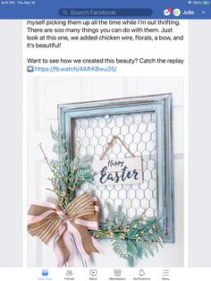 an instagram page with the message happy easter written on it and a bow tied around the frame