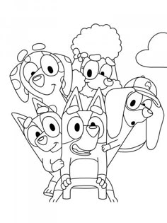 an image of cartoon characters coloring pages