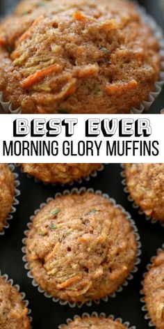 the best ever morning glory muffins are made with carrots and oatmeal