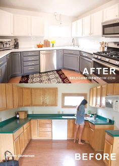 before and after pictures of a kitchen remodel