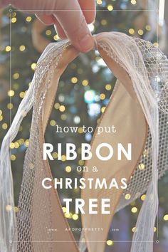 Ribbon On A Christmas Tree, Tree Village, Pretty Christmas Trees, Ribbon Tree, Garland Ideas, Farmhouse Christmas Tree, Christmas Tree Bows