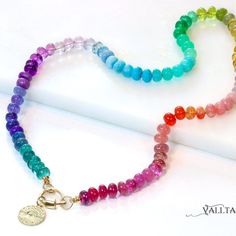 Rainbow Gemstone Necklace Silk Knotted Necklace SOLID GOLD 14K Colorful Gemstone Necklace Rainbow Knotted Necklace Gold Beaded Necklace 14K (39443 - 0) Full Rainbow, Multi Gemstone Necklace, Rainbow Gemstones, Gemstone Necklaces, Rainbow Necklace, Knot Necklace, Precious Gemstones, Gemstone Necklace, Precious Stones