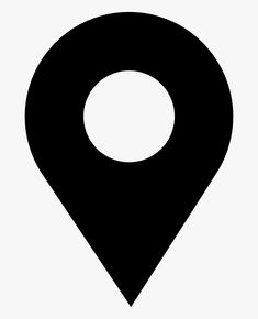 a black and white map marker with a circle on the top right hand corner, in front of a white background