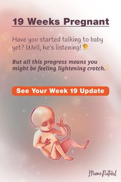 a baby is laying on its back with the text, 19 weeks pregnant have you started talking