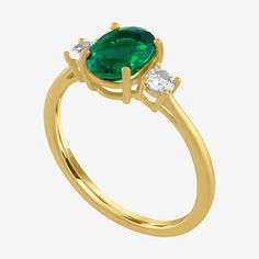 Set in 10K gold, this 3-stone oval cocktail ring is a wonderful addition to your gemstone jewelry collection. Its delicate make and gorgeous color combination makes this gemstone cocktail ring ideal for everyday wear and formal occasions alike. Thanks to its versatile style, you can wear the ring with dresses, pleated skirts, and even evening gowns. It also serves as a wonderful gifting option for special occasions like holidays and anniversaries.Ring Style: Cocktail Rings, 3-Stone RingsFeatures Emerald Gold Ring, Gold Ring Wedding, Yellow Rings, Green Oval, Gold Cocktail Ring, Gold Cocktail, Pleated Skirts, Emerald Engagement, Emerald Stone