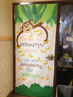 there is no monkeyin around we are bananas for bacoh door decorationating