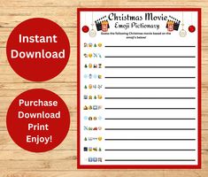 christmas movie printable worksheet with two red circles and the words instant movies