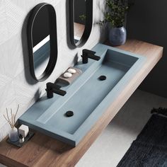 Native Trails Trough 4819 48" x 19" Drop In NativeStone Concrete ADA Bathroom Sink Double Vanity Trough Sink, Fancy Sink Bathroom, Double Faucet Bathroom Sink, Trough Sink Bathroom Double, Double Sink Small Bathroom, Ada Bathroom Design, Ada Bathroom Sink, Outdoor Bathroom Design Ideas, Trough Sink Bathroom