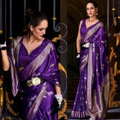 Experience the luxurious elegance of our pure Satin crepe Silk Saree, a masterpiece crafted with precision and care. This saree combines the soft, lustrous finish of satin with the rich heritage of handloom weaving, resulting in a drape that exudes sophistication and timeless beauty. Perfect for special occasions, its graceful fall and subtle sheen make it a standout piece in any wardrobe. --------------------------------- S A R E E ● D E T A I L S --------------------------------- ● Fall and Edging : Done ● Tassel : Done ● Petticoat : On request Extra Charges ● Drapping Saree (Ready to wear) : On Request Extra Charges ● Blouse : Matching Unstitched Piece (See in option) ● Occasion : Wedding, Party, Festive, Function ● Type: Bollywood ● Includes : 1 Saree, 1 Blouse Piece ● Saree length : 5 Elegant Purple Handloom Pre-draped Saree, Elegant Handloom Purple Pre-draped Saree, Elegant Paithani Silk Sets For Navratri, Traditional Purple Saree For Formal Occasions, Elegant Purple Katan Silk Pre-draped Saree, Formal Purple Saree With Dupatta, Formal Purple Saree With Zari Work, Purple Bollywood Style Saree For Formal Occasions, Purple Bollywood Saree For Formal Occasions