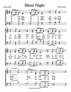 sheet music with the words silent night