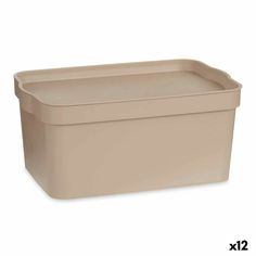 a large beige plastic container on a white background