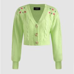 Cider Embroidered Floral Crop Knit Cardigan Sweater Green Size Large Brand New With Tags Floral Embroidery Cropped Cable Knit Bohemian Cottagecore Prairie Grandmacore Cable Knit Y2k Winter V-neck Cardigan With Floral Embroidery, Winter Floral Embroidered V-neck Cardigan, Winter Floral Embroidered V-neck Outerwear, V-neck Cardigan With Floral Embroidery For Winter, Casual Winter Cardigan With Floral Embroidery, Embroidered Knit V-neck Cardigan, Embroidered V-neck Knit Cardigan, Pink Floral Embroidery Cardigan For Spring, Casual V-neck Sweater With Floral Embroidery