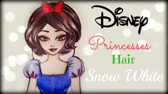 the princesses hair show logo with snow white on it's head and red bows in her hair