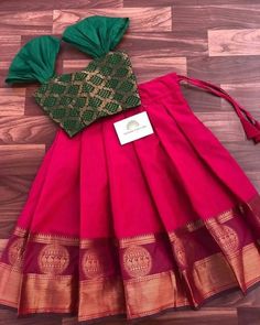 Pattu Paavadai Ideas, Kids Pattupavada Designs, Kids Pattupavada Blouse Designs, Baby Langa Blouse Designs, Pattupavadai Designs For Kids, Pattupavada For Kids, Langa Blouse For Kids, Pattu Pavada