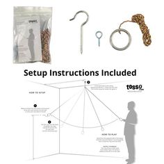 the instructions for how to tie a rope with scissors and hooks, including an instruction guide