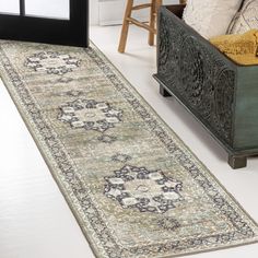 a large rug on the floor in a living room