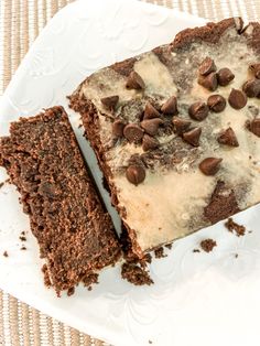 two pieces of chocolate cake on a white plate