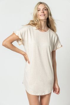 Our first sleepwear capsule received such positive feedback that we knew we had to bring it back for the new season! For our Flutter Sleeve Sleep Dress, we made sure to use the same incredibly soft and stretchy Pima Modal fabric, and added some great details like a contrasting lettuce edge hem and ruffle sleeve. You'll be so comfortable all night long that you may even want to wear this sleep dress all day, too (we don't blame you). Bring It Back, Modal Fabric, Sleep Dress, Bring It, Positive Feedback, Flutter Sleeve, Lettuce, Luxury Jewelry, T Shirt Dress