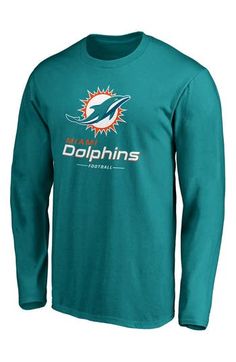 You live and breathe the Miami Dolphins, and you're always excited to see them play when the season starts. Keep your amazing level of devotion on full display when you get this Team Lockup T-shirt from Fanatics Branded. It features bold Miami Dolphins graphics, so you'll be able to show off your enthusiasm for your team each time you put it on. Material: 100% Cotton Screen print graphics Crew neck Long sleeve Machine wash with garment inside out, tumble dry low Tagless Collar Officially license Moisture-wicking Crew Neck Fan Apparel Top, Long Sleeve Graphic T-shirt For Sports Fans, Long Sleeve Graphic Print T-shirt For Sports Fans, Moisture-wicking Crew Neck Top For Fans, Long Sleeve Fan Merchandise T-shirt, Sports Fan Long Sleeve T-shirt, Fan Apparel Long Sleeve T-shirt For Fan Gear, Fan Gear Long Sleeve T-shirt, Green Long Sleeve T-shirt With Team Name