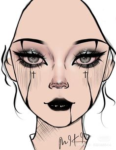 Drawn Makeup Looks, Bambi Makeup, Futuristic Makeup, Halloweenský Makeup, Holloween Makeup, Makeup Charts, Makeup Drawing, Makeup Face Charts