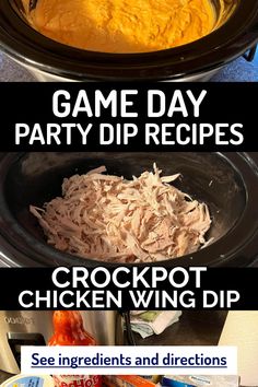 crockpot chicken wing dip recipe is in the slow cooker and ready to be eaten