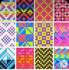 the squares are all different colors and patterns on each one, but they appear to be made out of pixelated paper